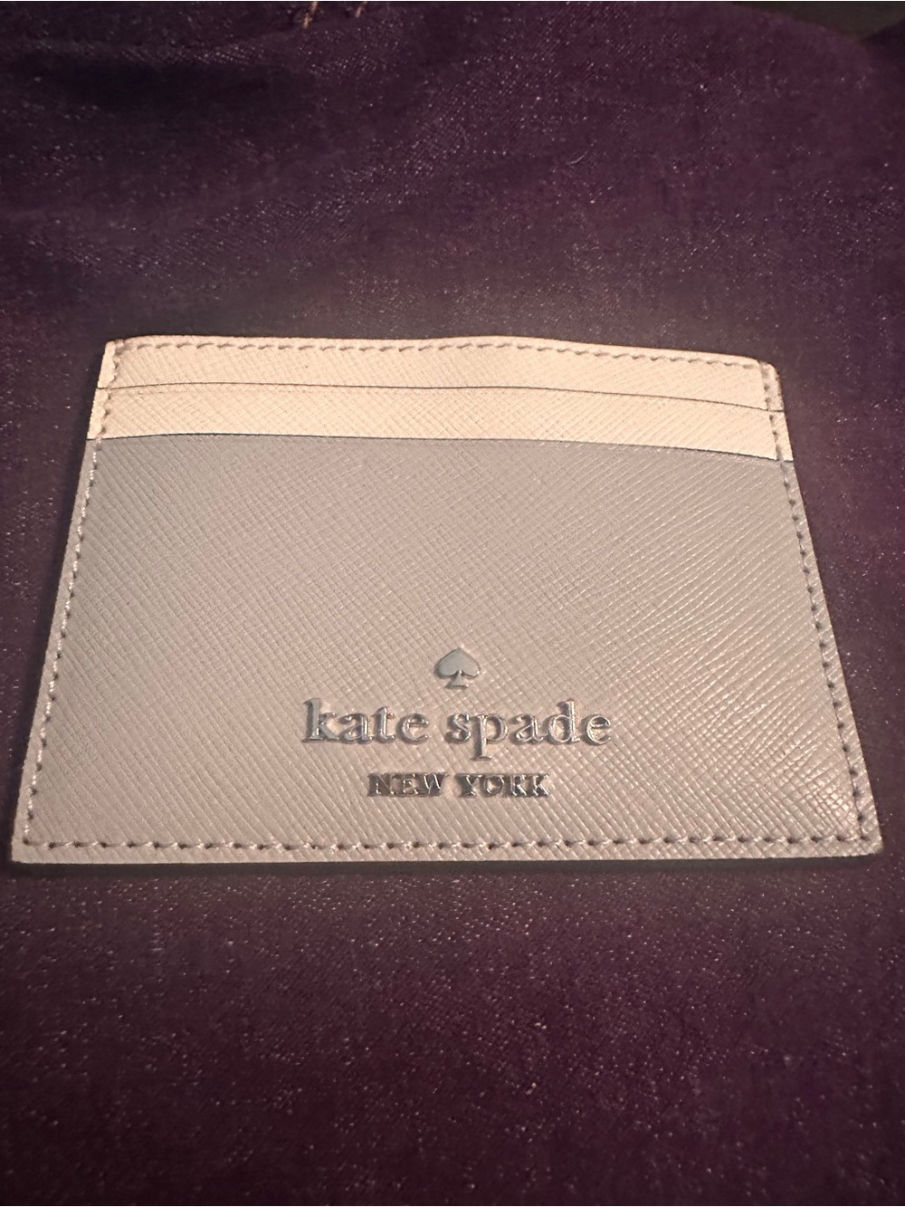 kate spade Light Gray and Cream Leather Card Case